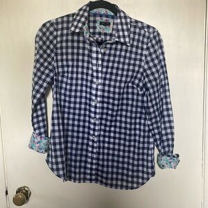 Talbots Petite sweet Ladies checked button up. Floral. Petite. Like new.